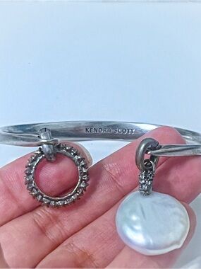 Kendra Scott Modular Bracelet & Crystal Eternity + Freshwater Pearl Charm EUC